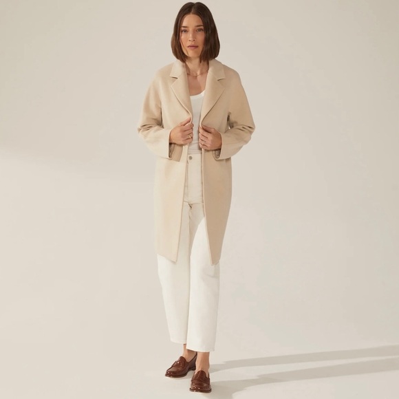 NEW Risa Cashmere-Wool Button Down Car Coat -Light Beige -by Italic - Picture 3 of 9